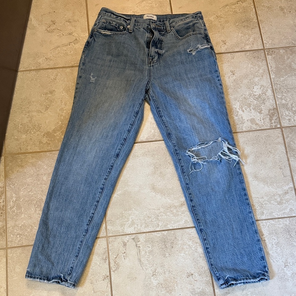 Pistola Blue Distressed Boyfriend Jeans